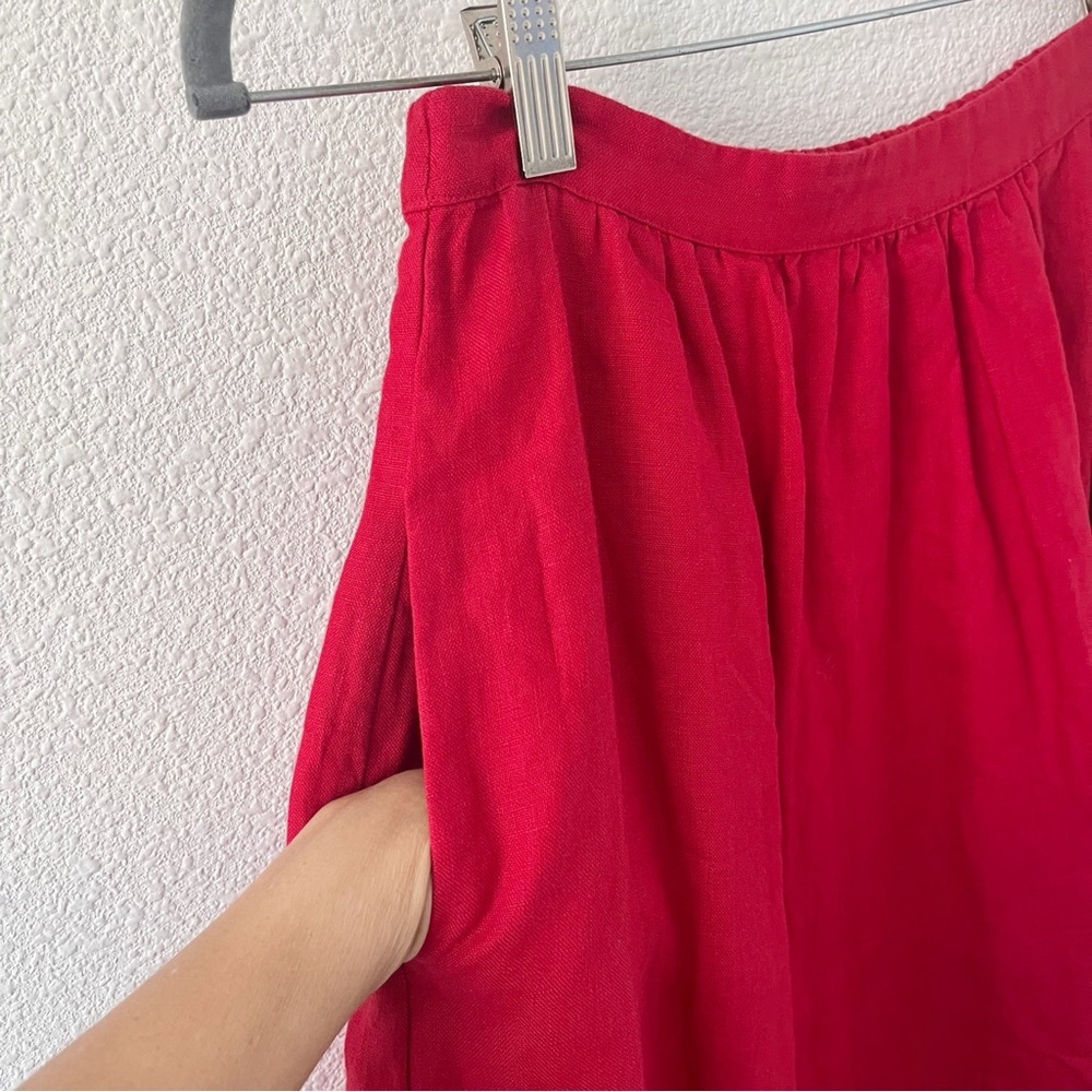 Reformation Teya Red Linen Two Piece Set Crop Top Midi Skirt - Picture 4 of 13